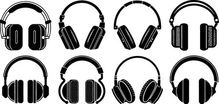 headphones icon set isolated on a white background. vector file.のイラスト素材
