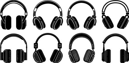 Set of headphones on a white background. Vector illustration. EPS 10のイラスト素材