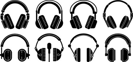 headphones icon set isolated on a white background. vector file.のイラスト素材