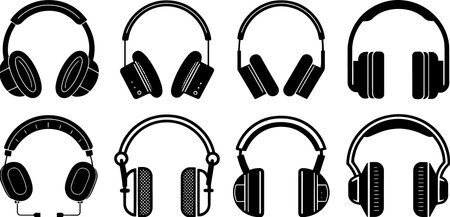 Headphones icon set isolated on a white background. Vector illustration.のイラスト素材