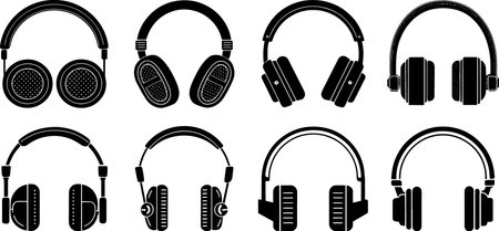 headphones icon set isolated on a white background. vector file.のイラスト素材