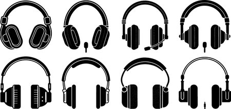 Headphones set isolated on white background. Vector illustration. EPS 10のイラスト素材