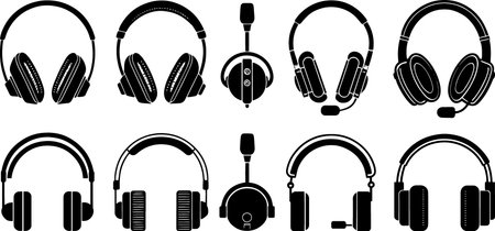 Headphones icon set isolated on white background. Headphones vector illustrationのイラスト素材