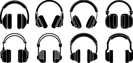 Headphones icon set isolated on white background. Vector Illustration.のイラスト素材