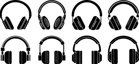 Headphones icon set isolated on a white background. Vector illustration.のイラスト素材