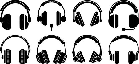 headphones icon set isolated on white background. headphone vector illustration.のイラスト素材