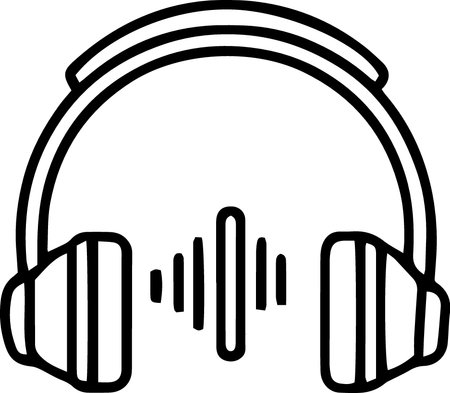 Headphones with sound wave icon isolated on white background. Vector illustrationのイラスト素材