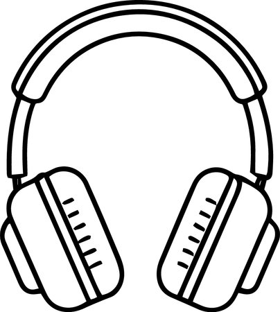 Headphones isolated on a white background. Vector illustration in outline style.のイラスト素材