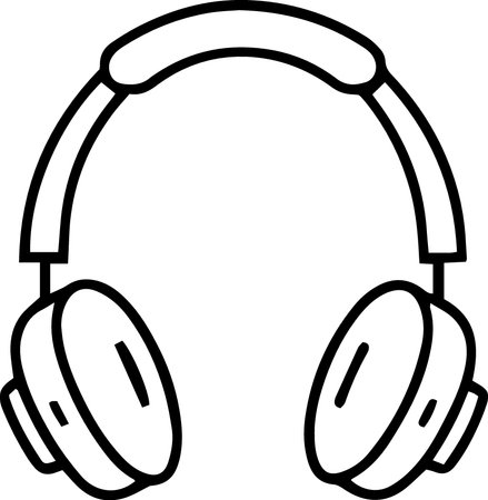 Headphones isolated on a white background. Vector illustration in outline styleのイラスト素材