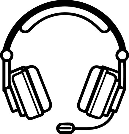 Headphones with microphone icon isolated on white background. Vector illustration.のイラスト素材