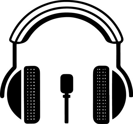 Headphones with microphone icon isolated on white background. Vector illustration.のイラスト素材