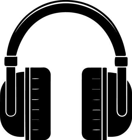 Headphones black icon isolated on white background. Vector illustration. Eps 10のイラスト素材