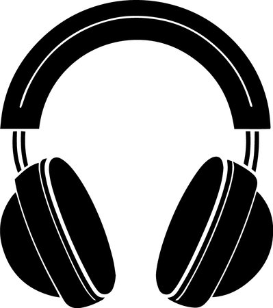 Headphones black silhouette on white background. Isolated vector illustration.のイラスト素材
