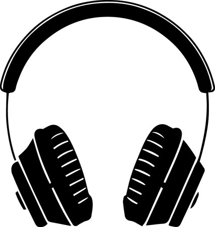 Headphones with a microphone on a white background. Vector illustration.のイラスト素材