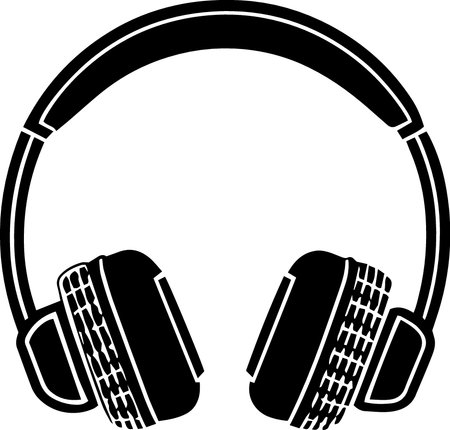 Headphones on white background. Black and white. Vector illustration.のイラスト素材