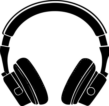 Black and white headphones. Vector illustration isolated on a white background.のイラスト素材