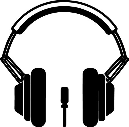 Headphones with microphone isolated on a white background. Vector illustration.のイラスト素材