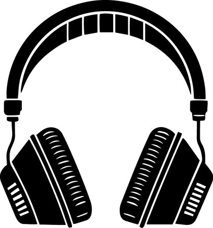 Headphones black silhouette isolated on a white background. Vector illustration.のイラスト素材