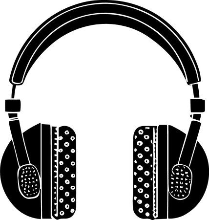 Black and white headphones with microphone on white background. Vector illustration.のイラスト素材