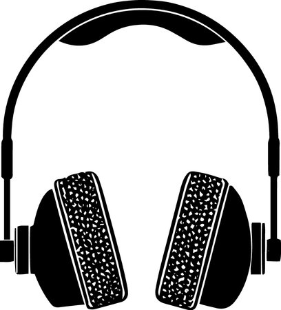 Illustration of a pair of headphones on white background with copy spaceのイラスト素材