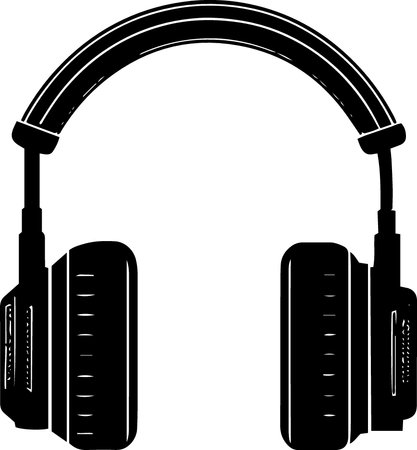 Headphones with cable isolated on a white background. Vector illustration.のイラスト素材