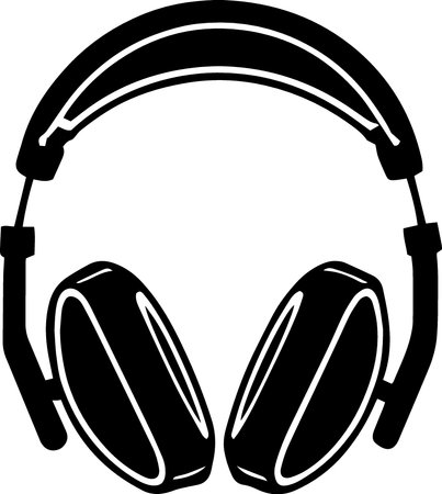 Headphones.Black and white.Vector illustration ready for vinyl cutting.のイラスト素材