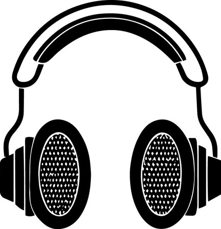 Headphones in black on a white background. Vector illustration for your designのイラスト素材