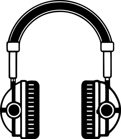 Black and white headphones isolated on a white background. Vector illustration.のイラスト素材