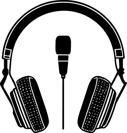 Microphone and Headphones. Vector Illustration Isolated On White Backgroundのイラスト素材