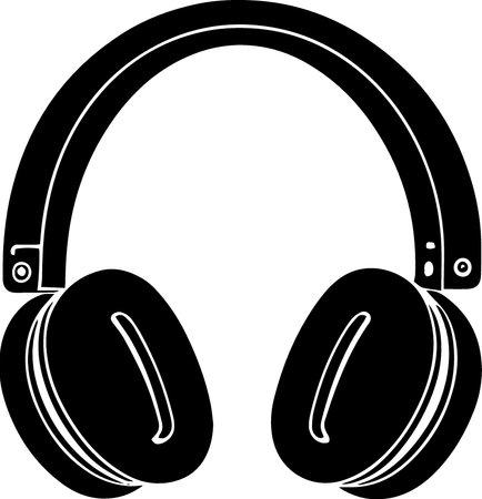 Black and white headphones on a white background. Vector illustration for your designのイラスト素材