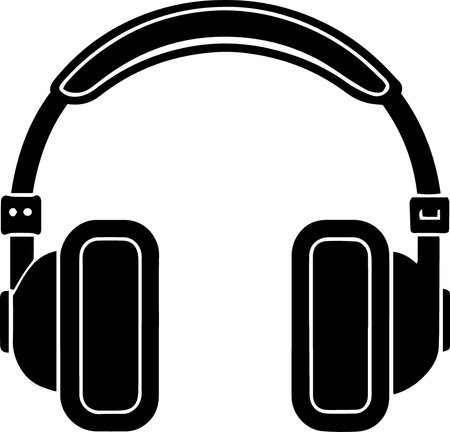 Headphones black silhouette isolated on white background. Vector illustration for your designのイラスト素材