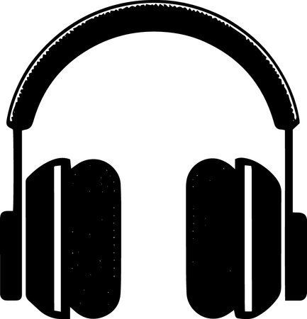 Black Headphones Isolated on White Background. Vector Illustration.のイラスト素材