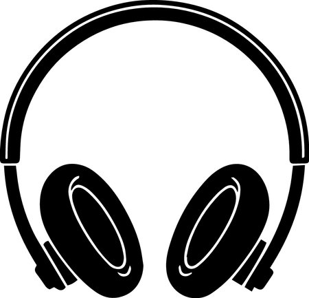 Headphones on white background. Vector illustration in black and white colors.のイラスト素材