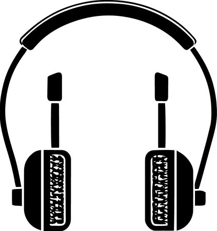 Headphones black silhouette isolated on white background. Vector illustration for your designのイラスト素材