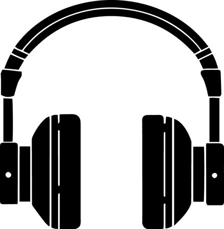 Headphones black silhouette isolated on white background. Vector illustration for your designのイラスト素材