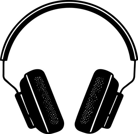 Black headphones isolated on white background. Vector illustration. Eps 10.のイラスト素材