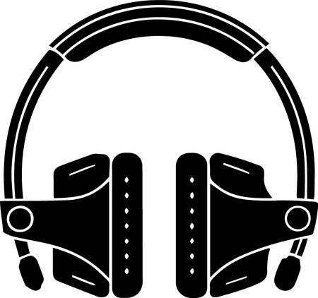 Illustration of a Headphones with a microphone on a white backgroundのイラスト素材