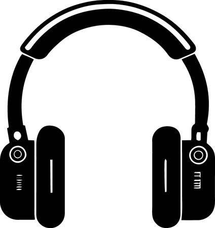 Headphones black silhouette isolated on white background. Vector illustration for your designのイラスト素材