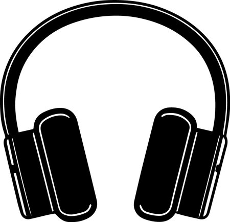 Headphones.Black and white.Vector illustration ready for vinyl cutting.のイラスト素材
