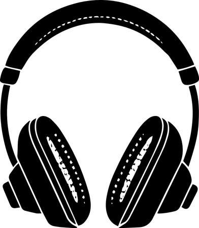 Black and white headphones on a white background. Vector illustration for your designのイラスト素材