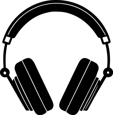 Headphones black silhouette isolated on a white background. Vector illustration.のイラスト素材