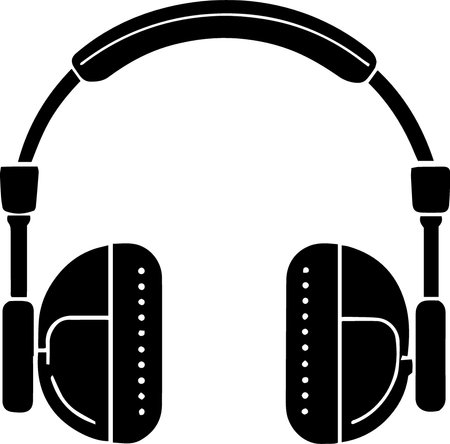 Headphones with microphone. Vector illustration isolated on a white background.のイラスト素材