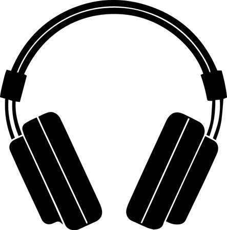 Headphones black silhouette isolated on white background. Vector Illustration.のイラスト素材