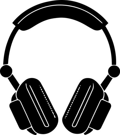 Illustration of headphones with microphone on white background with copy space.のイラスト素材