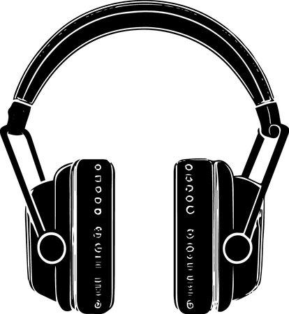 Headphones.Vector illustration ready for vinyl cutting. Vinyl-ready.のイラスト素材