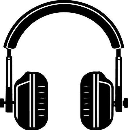 Black Headphones Isolated on White Background. Vector Illustration.のイラスト素材