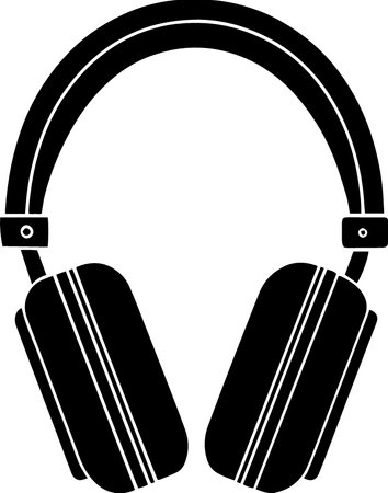 Black and white headphones silhouette isolated on white background. Vector illustration.のイラスト素材