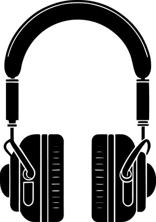 Headphones with microphone isolated on a white background. Vector illustration.のイラスト素材