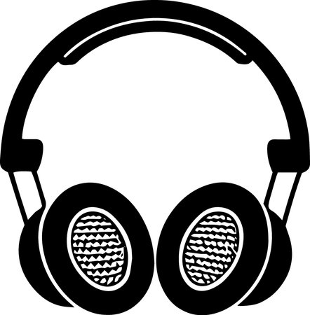 Headphones with a microphone on a white background. Vector illustration.のイラスト素材