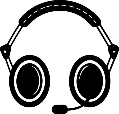 Headphones with microphone isolated on a white background. Vector illustration.のイラスト素材
